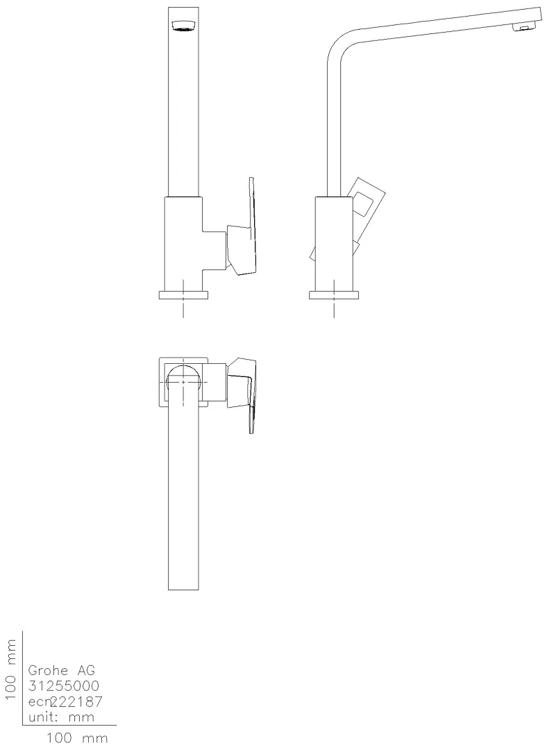 GROHE Einhand-Spültischbatterie Eurocube 31255 schwenkb. Gussauslauf supersteel