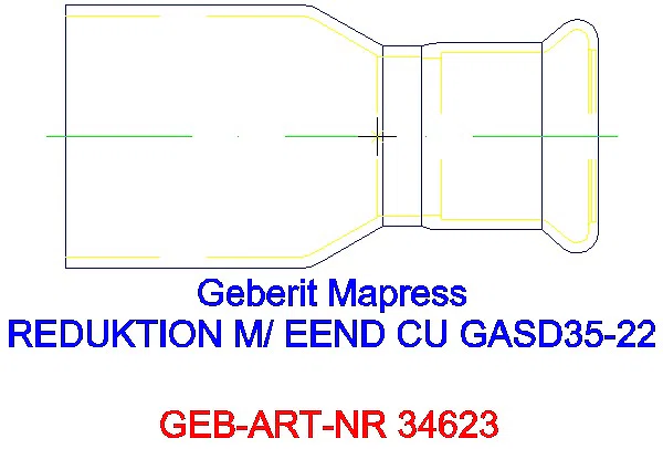 GE Mapress Kupfer Reduktion mit Einschubende (Gas blau) d35-22_34623_L