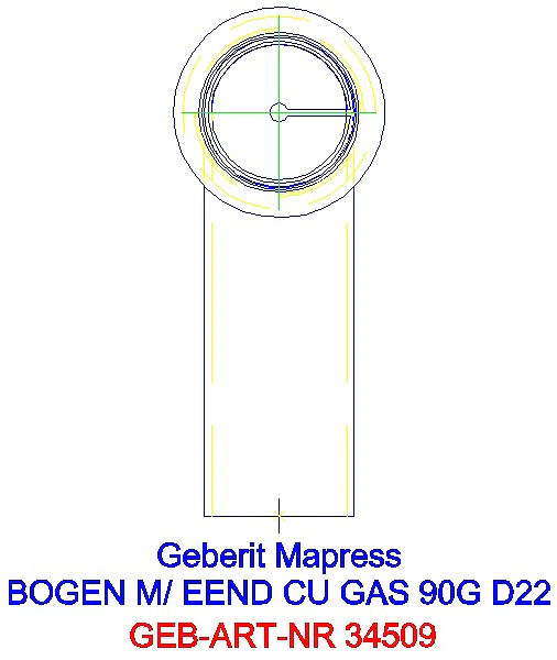 GE Mapress Kupfer Bogen 90Gr mit Einschubende (Gas) d22_34509_L