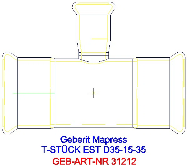 GE Mapress Edelstahl T-Stück reduziert d35-15-35_31212_A