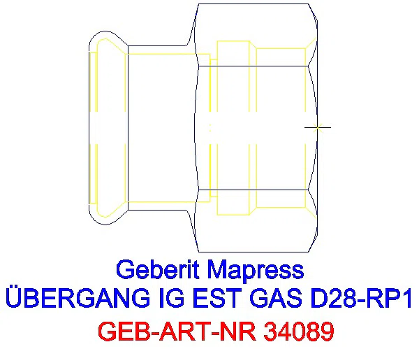 GE Mapress Edelstahl Übergang mit IG (Gas) d28-Rp1_34089_G