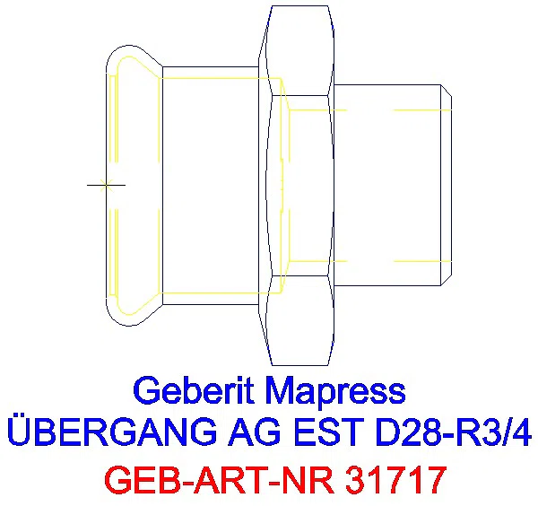GE Mapress Edelstahl Übergang mit AG d28-R3/4_31717_G