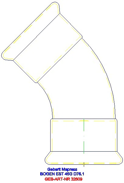 GE Mapress Edelstahl Bogen 45Gr d76,1_32609_A