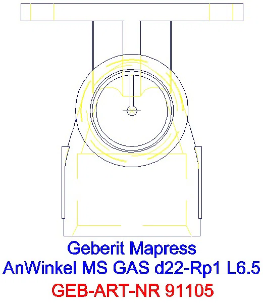GE Mapress Kupfer Anschlusswinkel 90Gr für Gaszähler (Gas) Ms d22-Rp1_91105_G