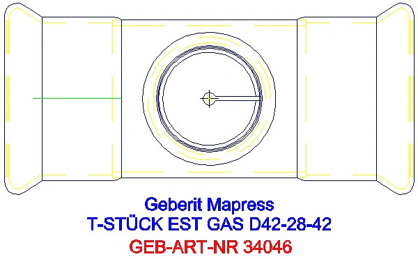 GE Mapress Edelstahl T-Stück reduziert (Gas) d42-28-42_34046_G