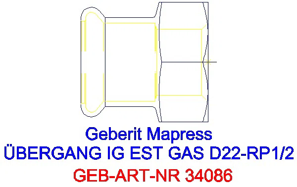 GE Mapress Edelstahl Übergang mit IG (Gas) d22-Rp1/2_34086_A