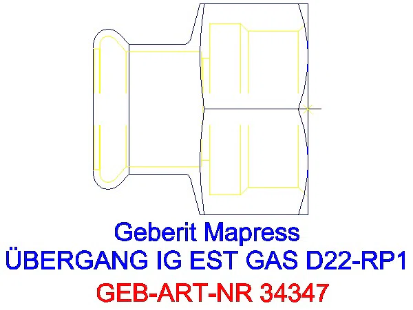 GE Mapress Edelstahl Übergang mit IG (Gas) d22-Rp1_34347_A