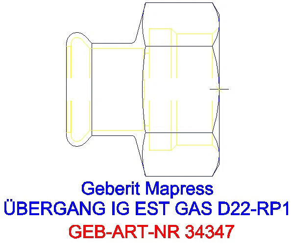 GE Mapress Edelstahl Übergang mit IG (Gas) d22-Rp1_34347_G
