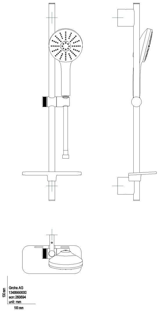 GROHE Brausestg.-Set Euphoria 120 134884 600mm 3 Strahl warm sunset gebürstet