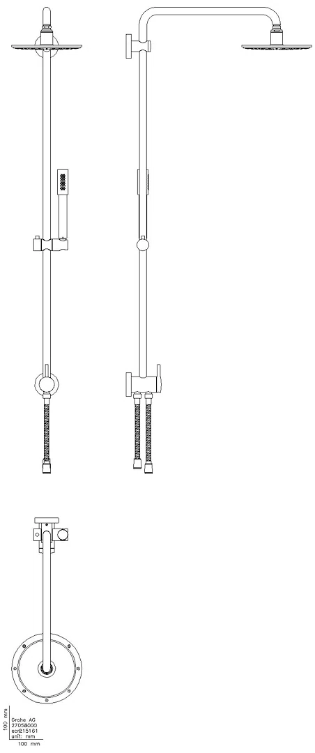 GROHE Duschsystem Rainshower 210 27058 mit Umstellung Kopf- u. Handbrause chrom