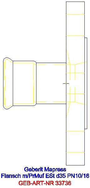 GE Mapress Edelstahl Flansch PN 10/16 mit Pressmuffe d35_33736_G