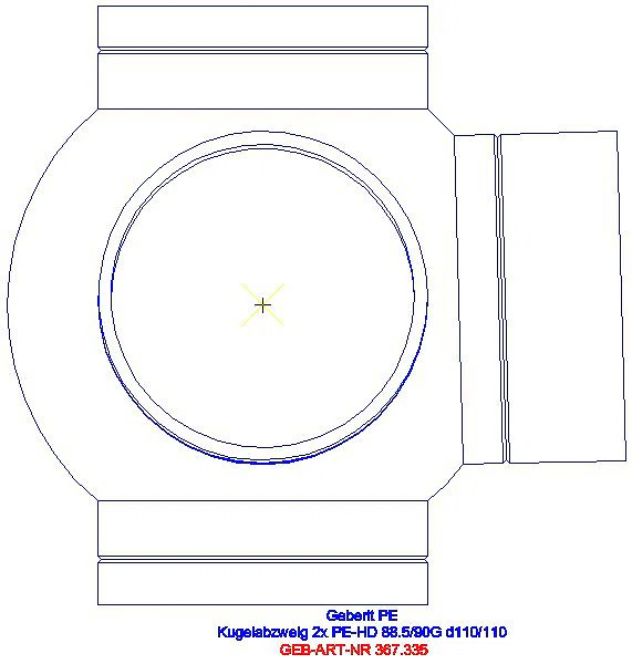 GE PE Kugelabzweig 88,5Gr zweifach Anschlüsse 90Gr versetzt d110/110_367.335.16.1_L