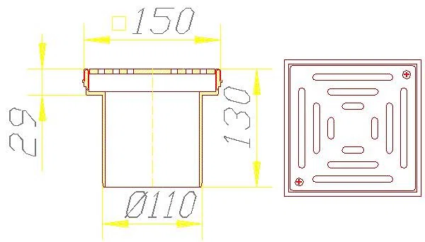 DALLMER Boden-/Ferneinlauf KES 11, 150 x 150 mm