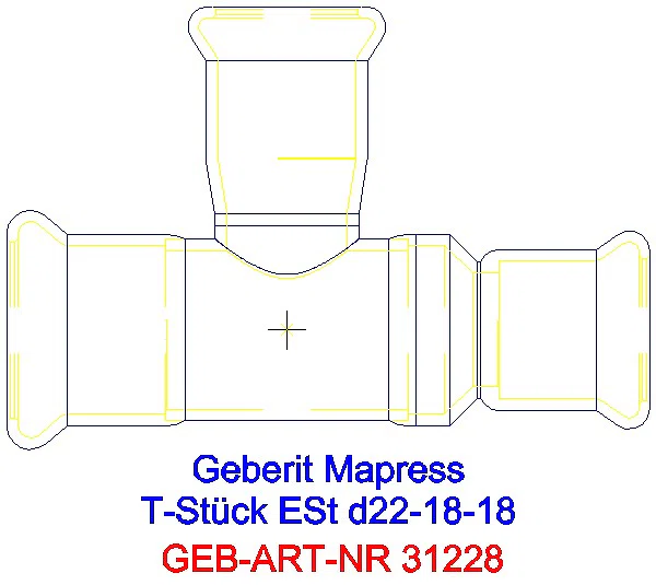GE Mapress Edelstahl T-Stück reduziert d22-18-18_31228_A