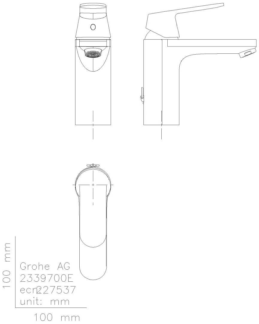 GROHE EH-WT-Batterie Eurosmart C 23397 mittelh. Kette Mittelstellung kalt chrom