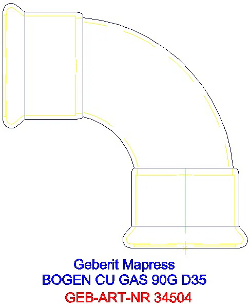 GE Mapress Kupfer Bogen 90Gr (Gas) d35_34504_A