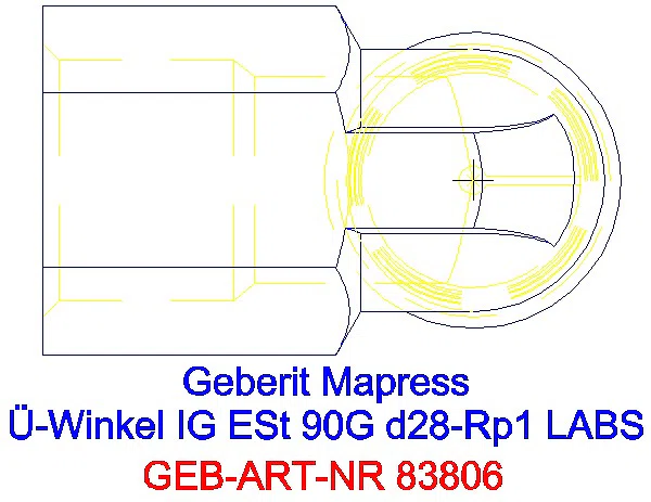 GE Mapress Edelstahl Übergangswinkel 90Gr mit IG (LABS-frei) d28-Rp1_83806_G