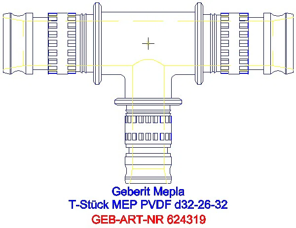 GE Mepla T-Stück reduziert PVDF d32-26-32_624.319.00.5_A