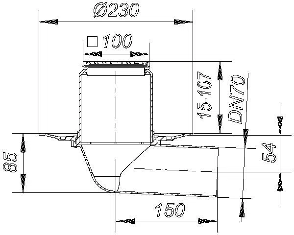 DALLMER Balkonablauf 83 E, DN 70, 100 x 100 mm