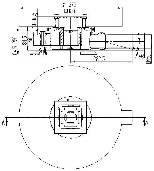 DALLMER Bodenablauf DallDrain Pure, DN 50, 120 x 120 mm