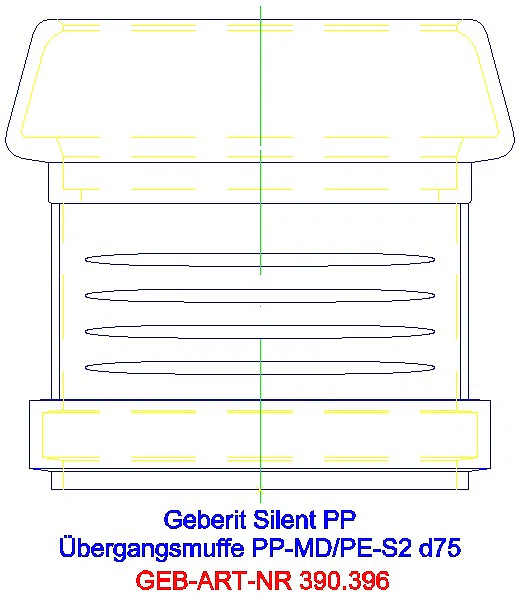 GE Silent-PP Übergangsmuffe auf Silent-db20 und PE d75/75_390.396.14.1_L