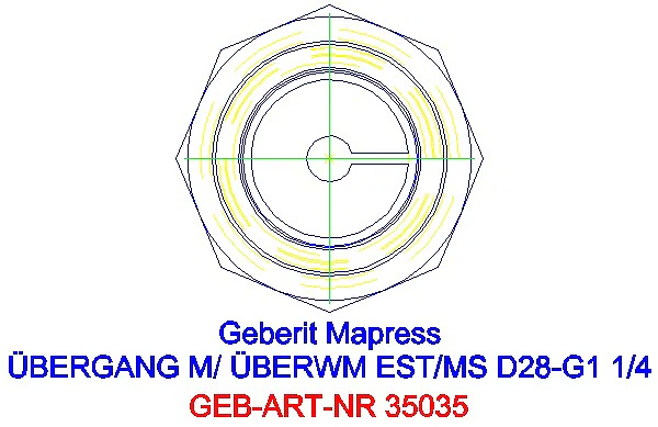 GE Mapress Edelstahl Übergang mit Überwurfmutter d28-G1 1/4_35035_L