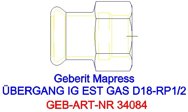 GE Mapress Edelstahl Übergang mit IG (Gas) d18-Rp1/2_34084_G