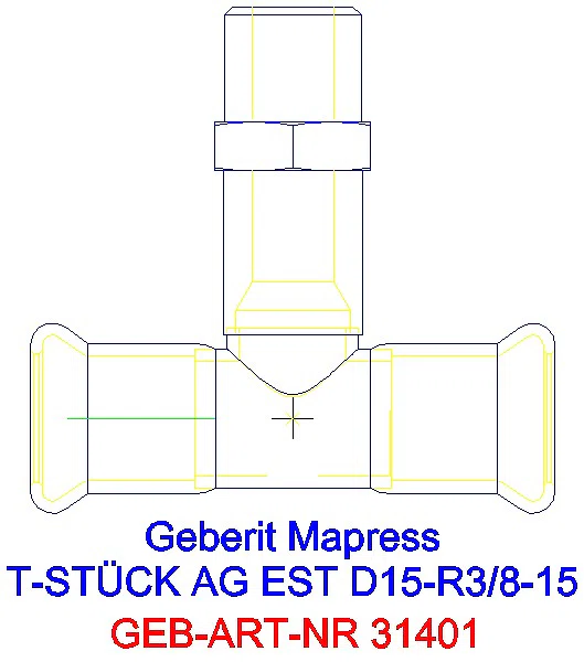 GE Mapress Edelstahl T-Stück mit AG d15-R3/8-15_31401_A