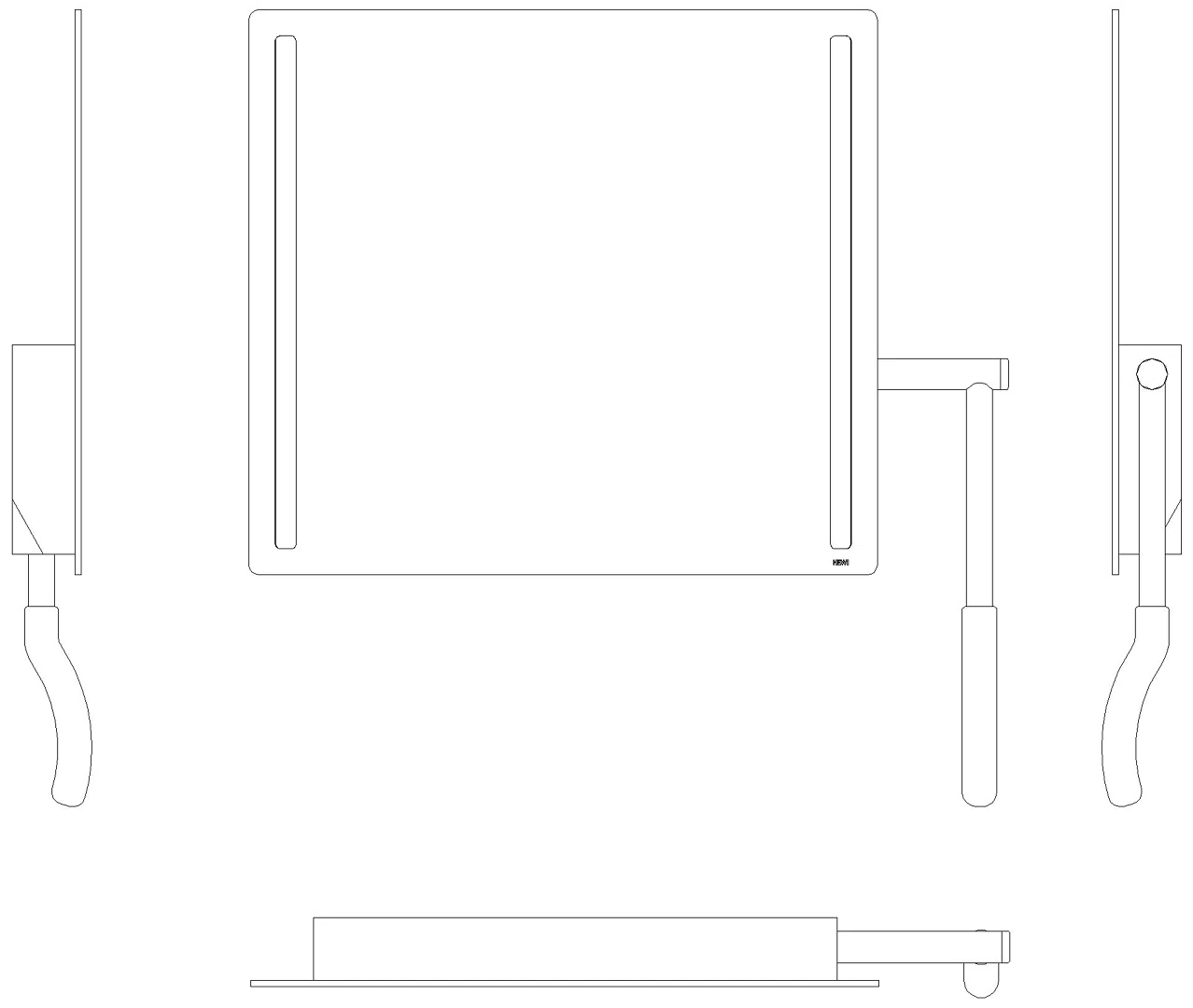 HEWI Kippspiegel Serie 802 LED basic, rechts sand
