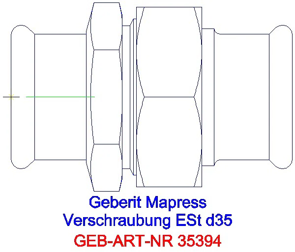 GE Mapress Edelstahl Verschraubung mit Überwurfmutter aus ESt d35_35394_G