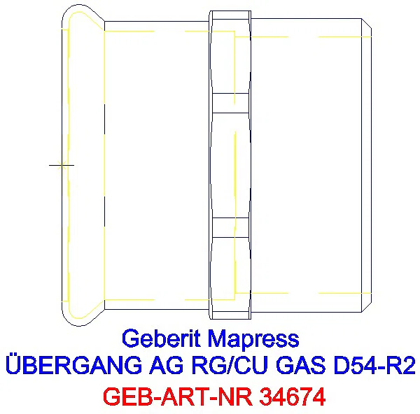 GE Mapress Kupfer Übergang mit AG (Gas) Rg d54-R2_34674_A