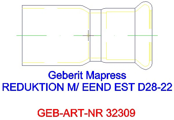 GE Mapress Edelstahl Reduktion mit Einschubende d28-22_32309_L