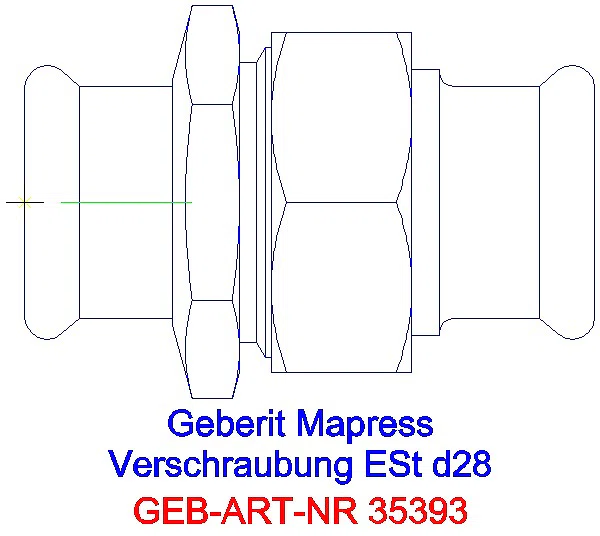GE Mapress Edelstahl Verschraubung mit Überwurfmutter aus ESt d28_35393_G
