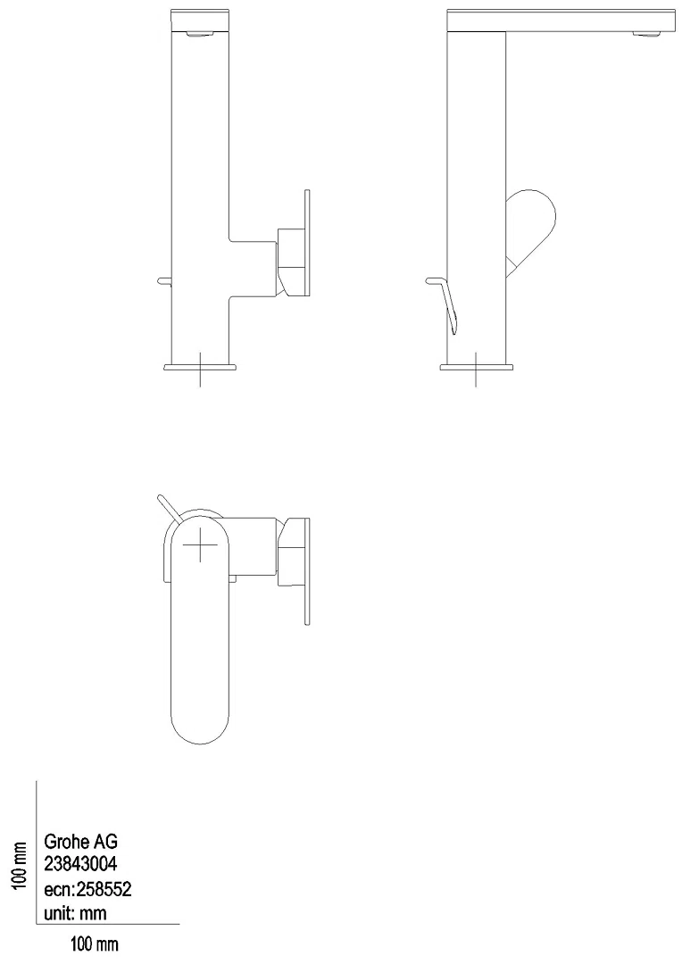 GROHE EH-WT-Batterie Plus 23843_4 L-Size azb. Auslauf Zst.Abl. hard graphite geb.