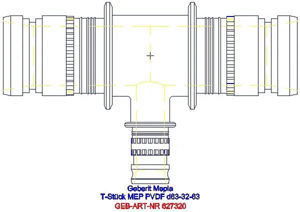 GE Mepla T-Stück reduziert PVDF d63-32-63_627.320.00.5_A