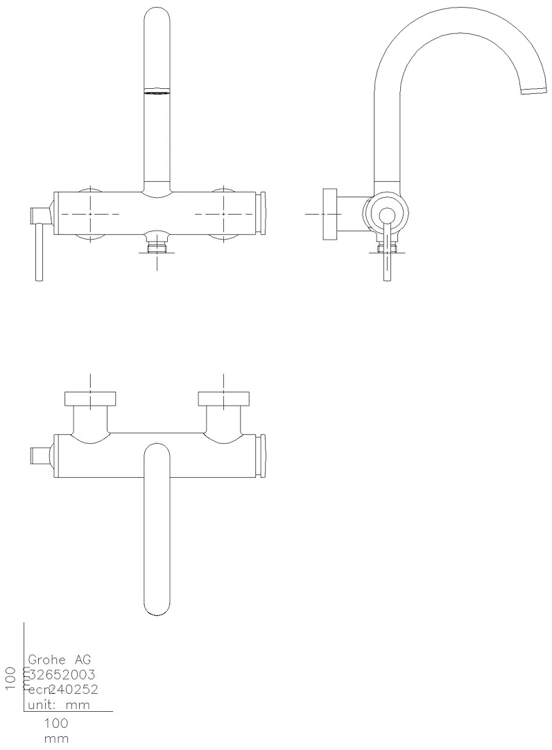 GROHE Einhand-Wannenbatterie Atrio 24367 Wandmontage hard graphite geb.