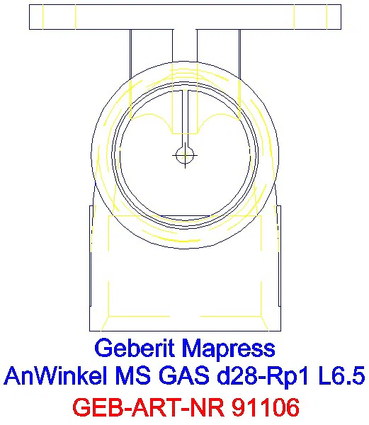 GE Mapress Kupfer Anschlusswinkel 90Gr für Gaszähler (Gas) Ms d28-Rp1_91106_G