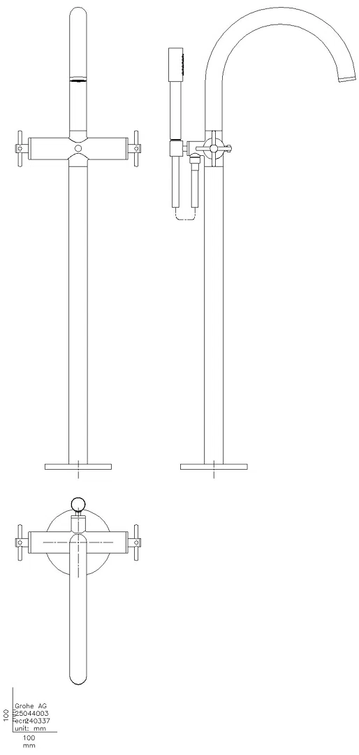 GROHE 2-Griff-Wannenbatt. Atrio 25272 FMS Bodenmont. Kreuz-Gr. cool sunrise gb