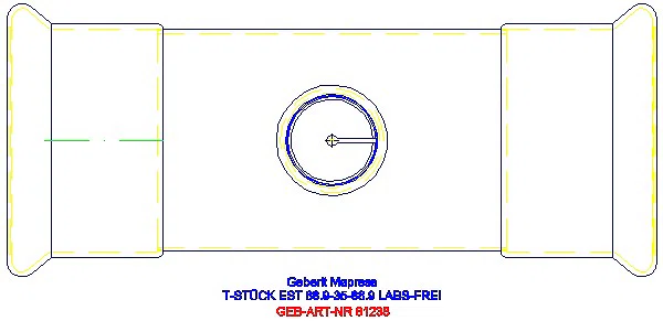 GE Mapress Edelstahl T-Stück reduziert (LABS-frei) d88,9-35-88,9_81238_G
