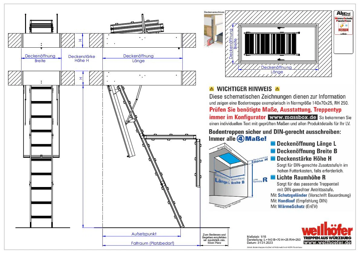 Bodentreppe AluDrei mit WärmeSchutz WSPH Passivhaus