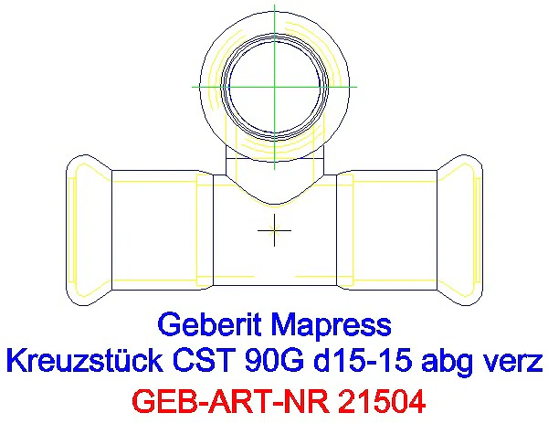 GE Mapress C-Stahl Kreuzstück 90Gr abgesetzt d15-15 verzinkt_21504_A