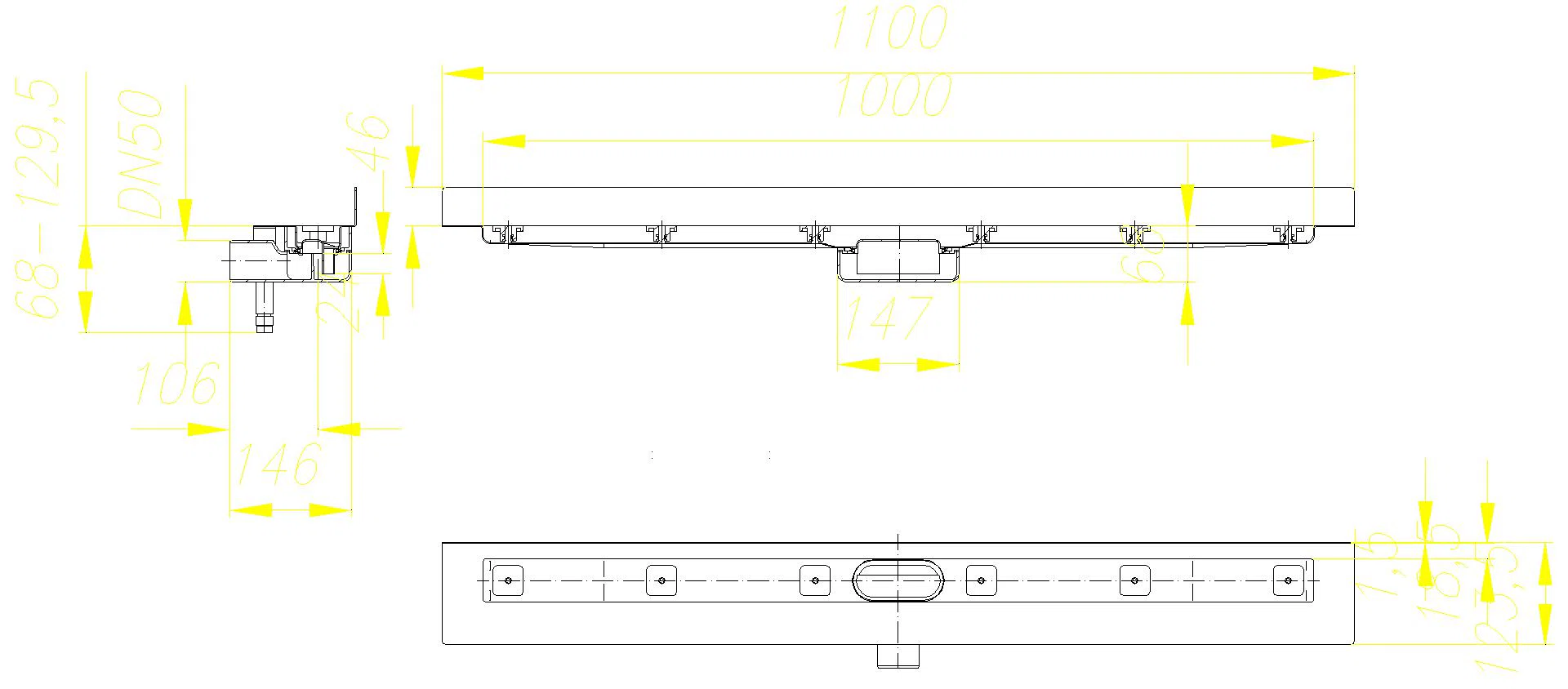 DALLMER Duschrinne CeraLine Nano W 1000 mm, DN 50