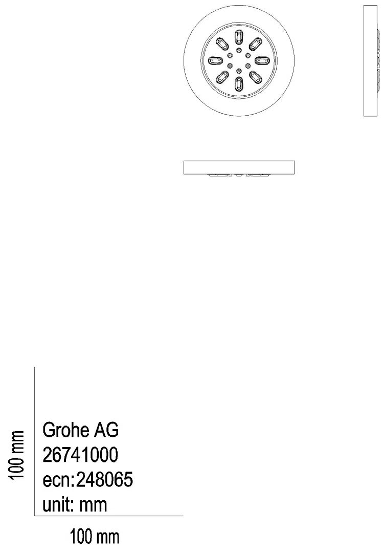 GROHE Seitenbrause 26801 Rainshower Aqua runde Form 2 Strahl 3,3 l/min chrom