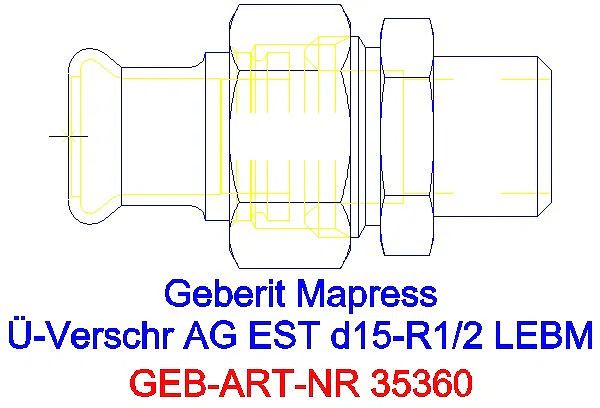 GE Mapress Edelstahl Übergangsverschr. mit AG ÜM aus ESt d15-R1/2_35360_A