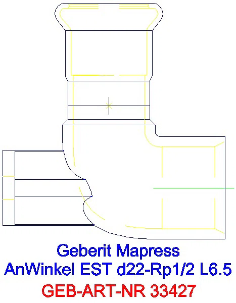 GE Mapress Edelstahl Anschlusswinkel 90Gr abgesetzt d22-Rp3/4_33427_L