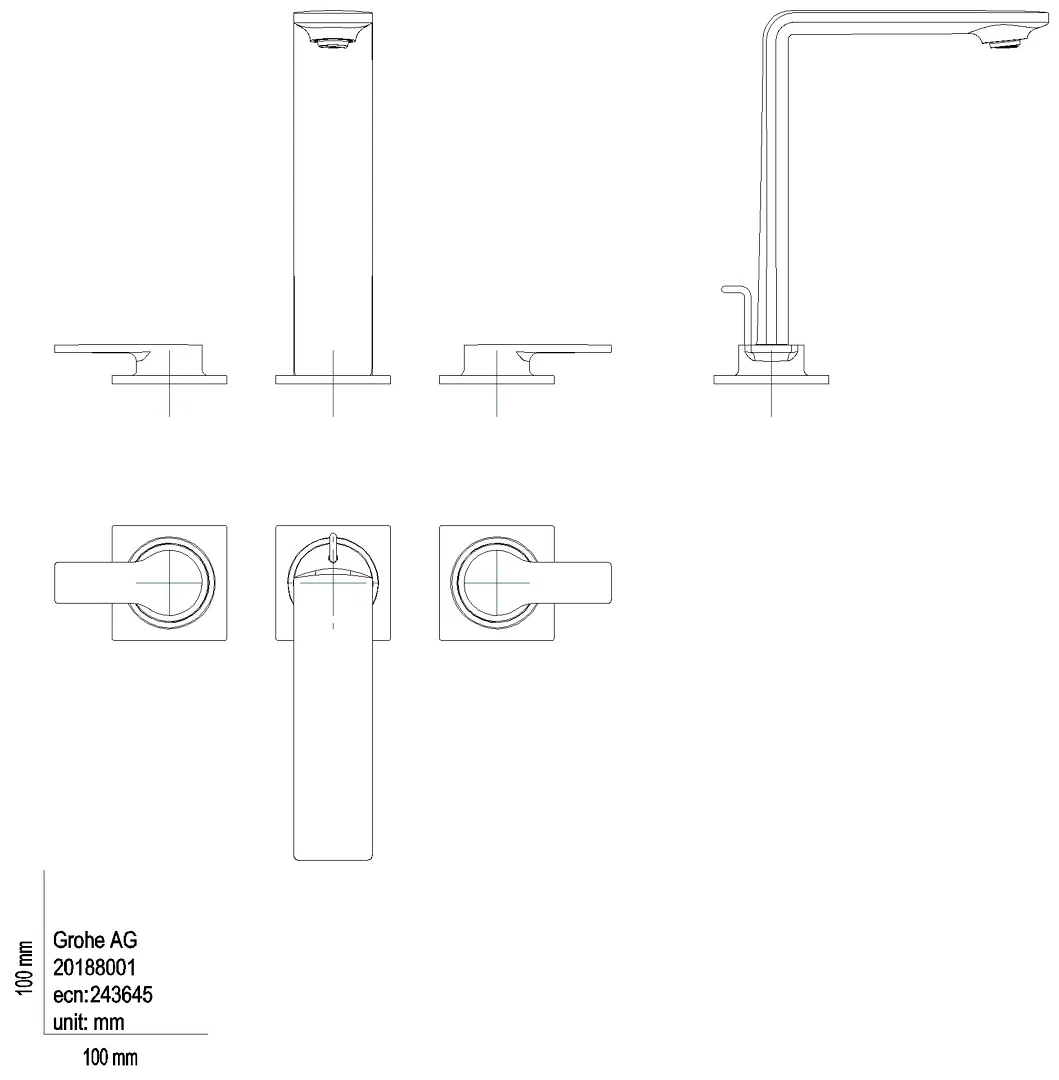 GROHE 3-Loch-WT-Batterie Allure 20188_1 mit Hebelgriffen warm sunset