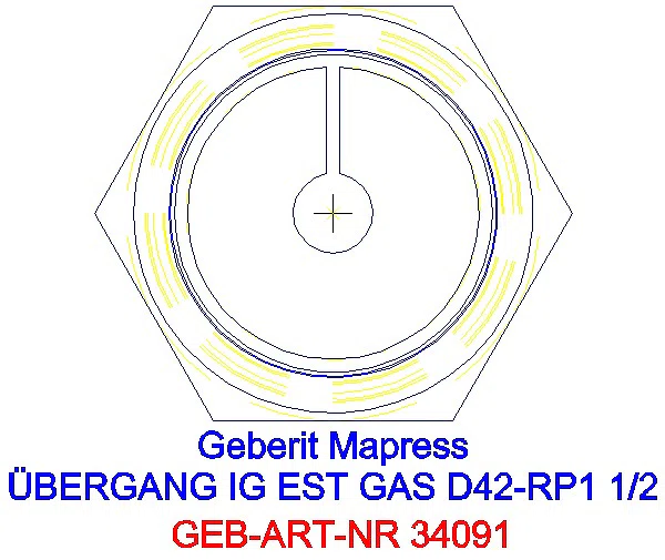 GE Mapress Edelstahl Übergang mit IG (Gas) d42-Rp1 1/2_34091_L