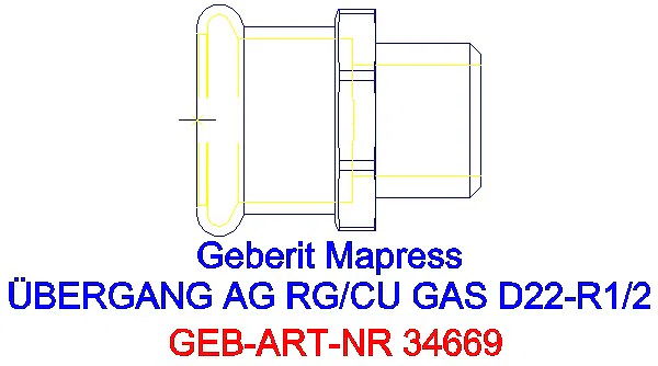 GE Mapress Kupfer Übergang mit AG (Gas) Rg d22-R1/2_34669_G