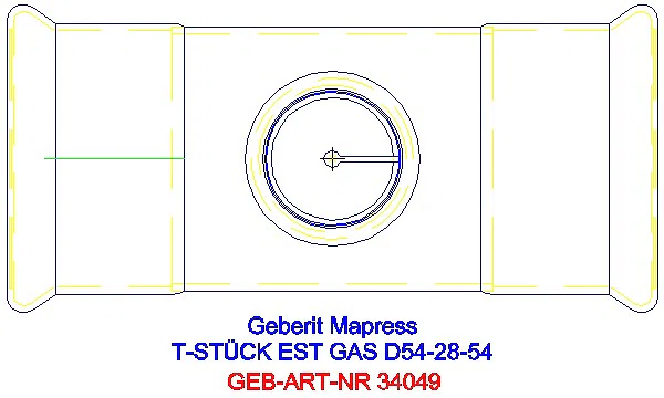 GE Mapress Edelstahl T-Stück reduziert (Gas) d54-28-54_34049_G