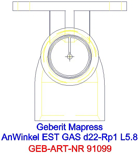 GE Mapress Edelstahl Anschlusswinkel 90Gr für Gaszähler d22-Rp1_91099_G
